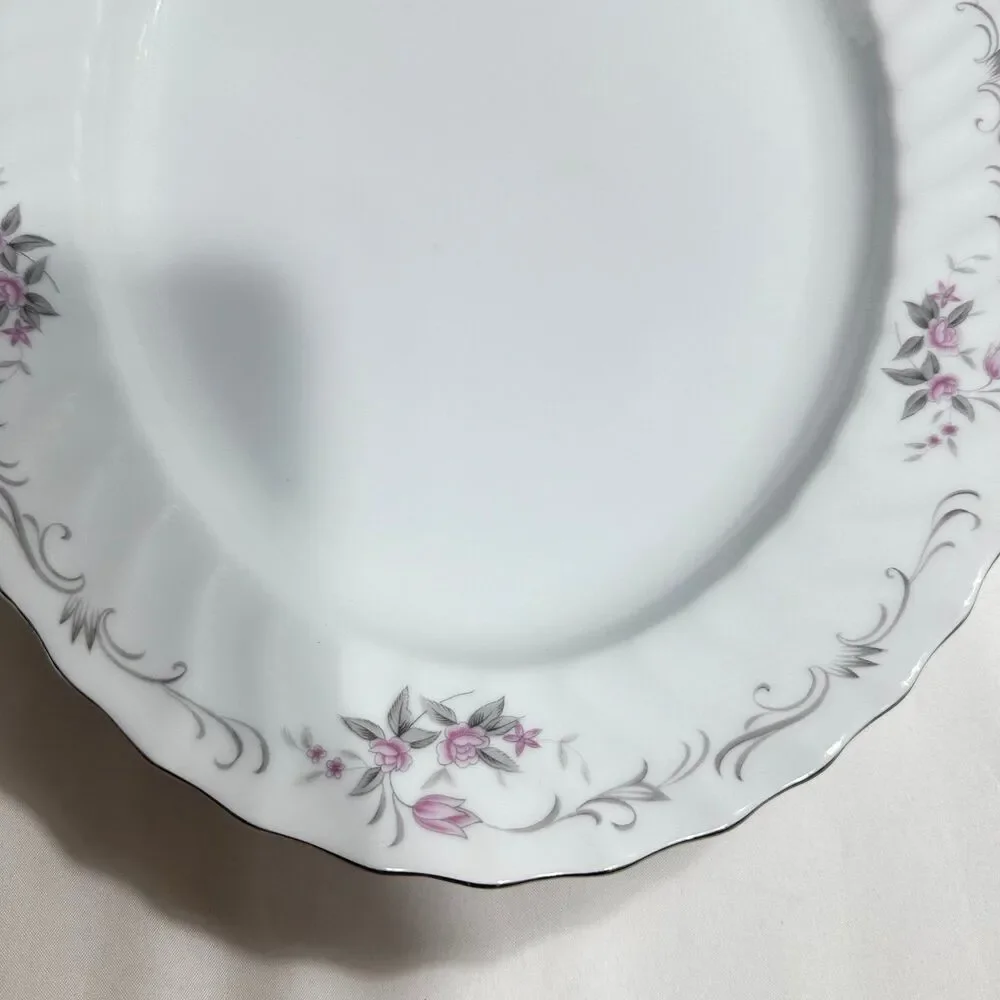 Gold Standard Serving Platter Porcelain Y2K Platinum Trim 14” Oval Made In Japan